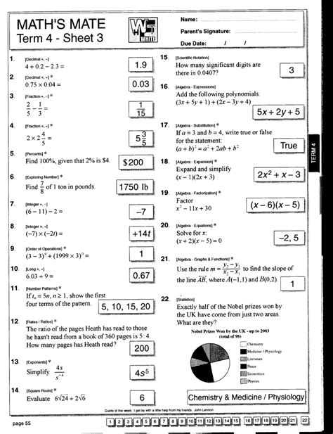 Full Download Math Mate Term 3 Sheet 7 Answers 