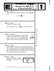 Full Download Math Olympiad Division E Contest 3 