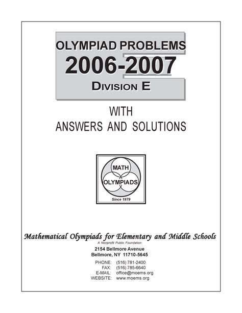 Full Download Math Olympiad Division E Problems And Solutions Gnulpf Free Epub Online
