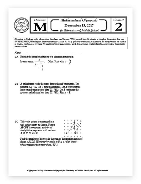 Download Math Olympiad Questions For High School 43283 