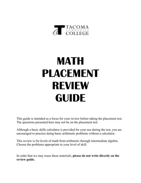 Read Online Math Placement Review Guide 
