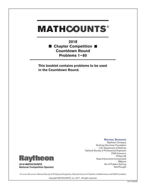 Mathcounts National Countdown Round Problems And Solutions
