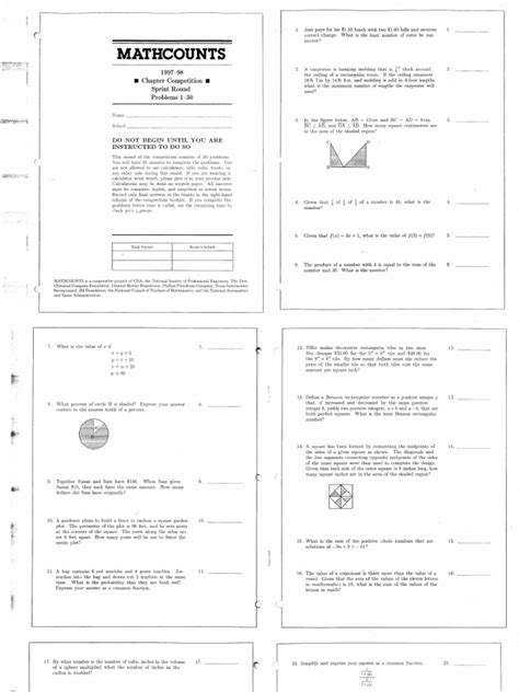 Read Online Mathcounts Sprint Round Test Pdfslibforyou 