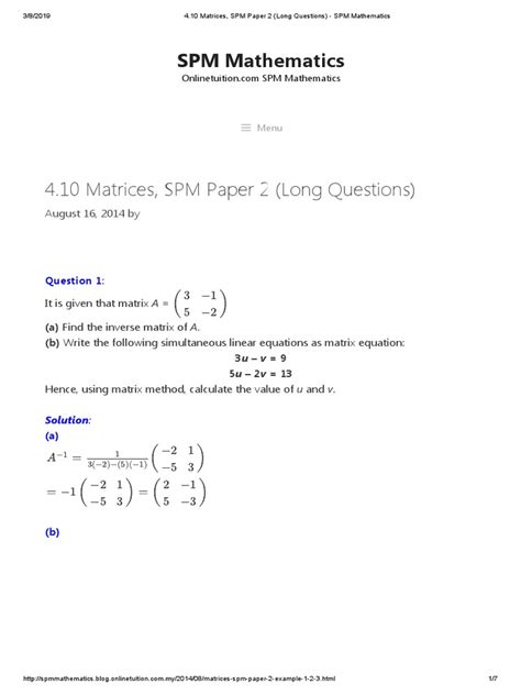Read Online Mathematic Spm Paper 2 
