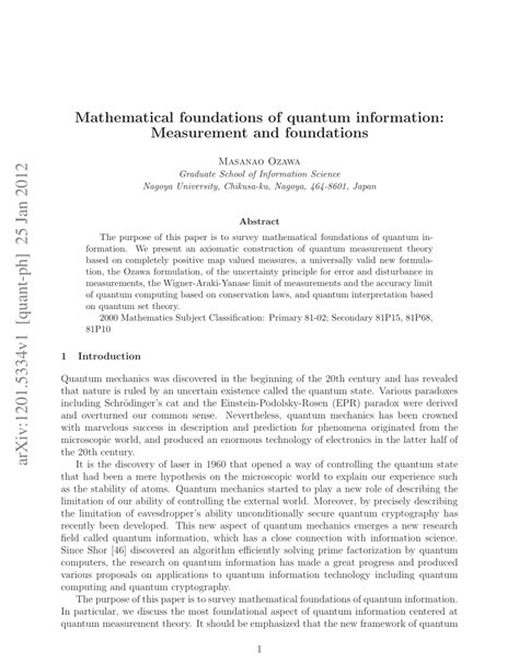 Mathematical Foundations Of Quantum Information And Computation And Its Applications To Nano And Bio Systems Theoretical And Mathematical Physics