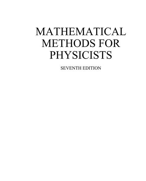 Mathematical Methods For Physicists Solution 6th Pdf