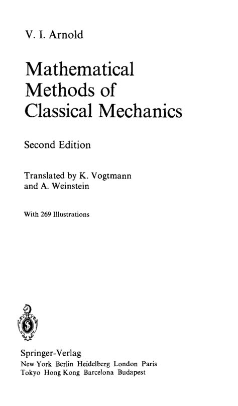 Mathematical Methods Of Classical Mechanics
