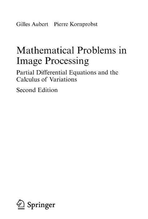 Mathematical Problems In Image Processing Partial