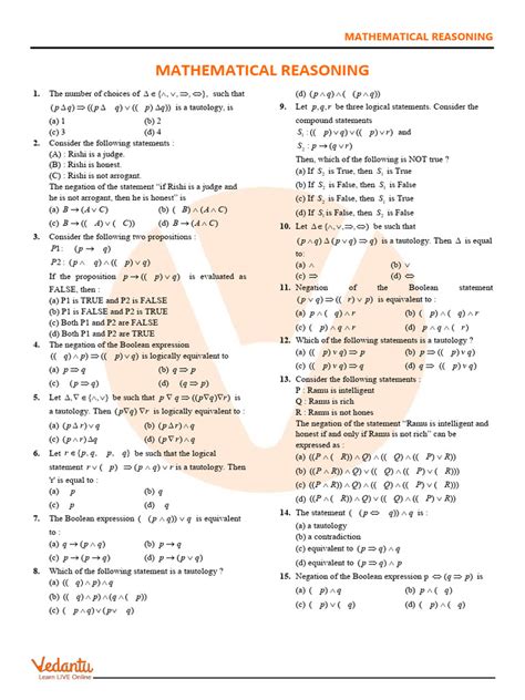 mathematical reasoning test questions and answers
