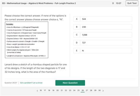 Mathematical Usage Practice Test Eei