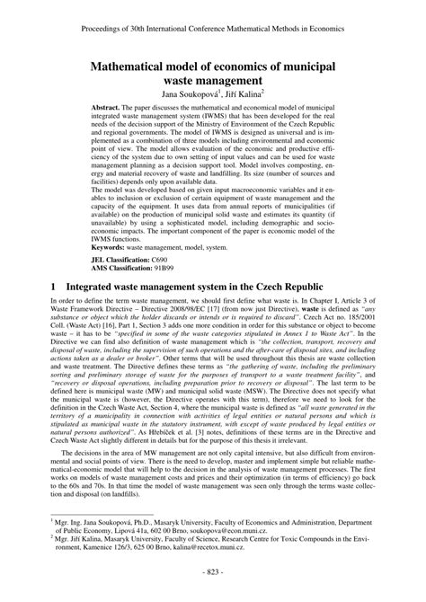 Download Mathematical Model Of Economics Of Municipal Waste Management 
