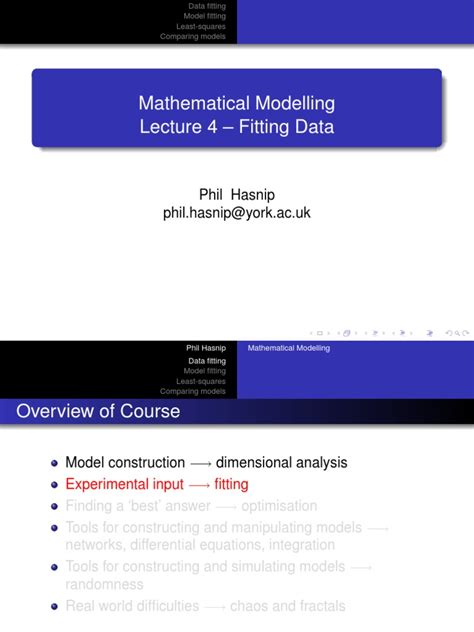 Read Online Mathematical Modelling Lecture 4 Fitting Data 