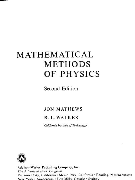 Full Download Mathematical Physics Mathews Walker 