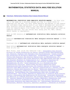 Read Mathematical Statistics And Data Analysis Solutions Manual Download 