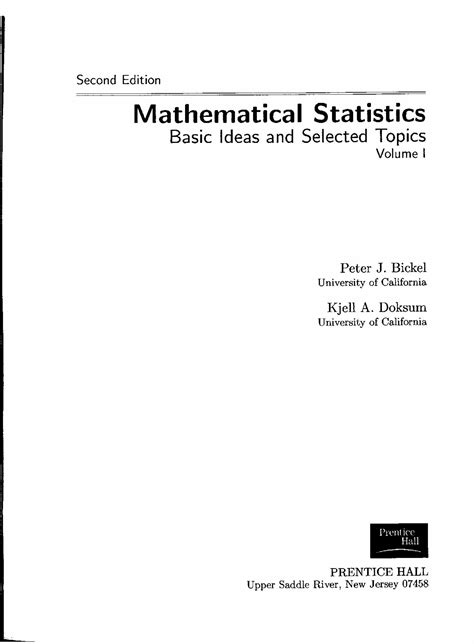 Read Mathematical Statistics Bickel And Doksum Solutions File Type Pdf 