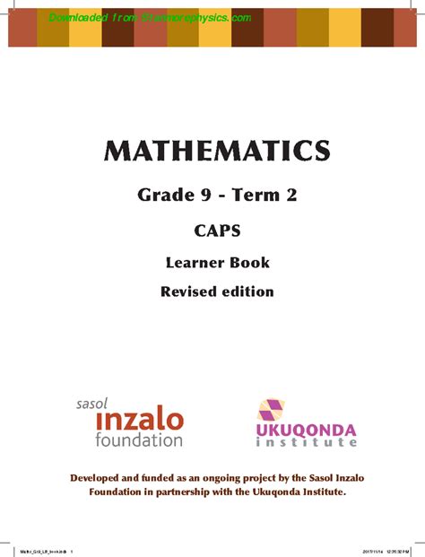 Mathematics Caps Grade 9 Mid Year Examination