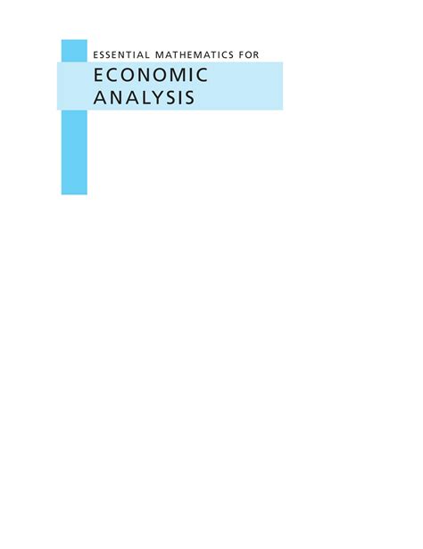 Mathematics For Economic Analysis Solution