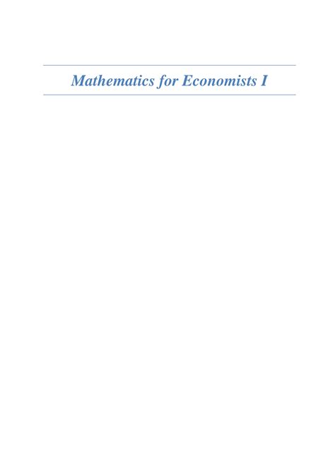Mathematics For Economists Solution