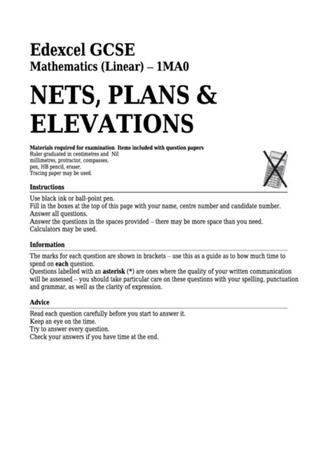 Mathematics Linear 1ma0 Nets Plans Elevations
