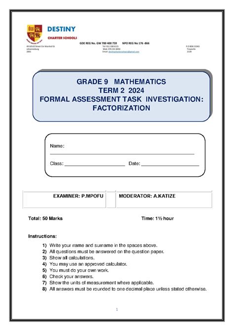 mathematics midyear exam paper 1