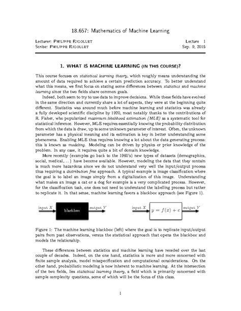 Mathematics Of Machine Learning Lecture Notes