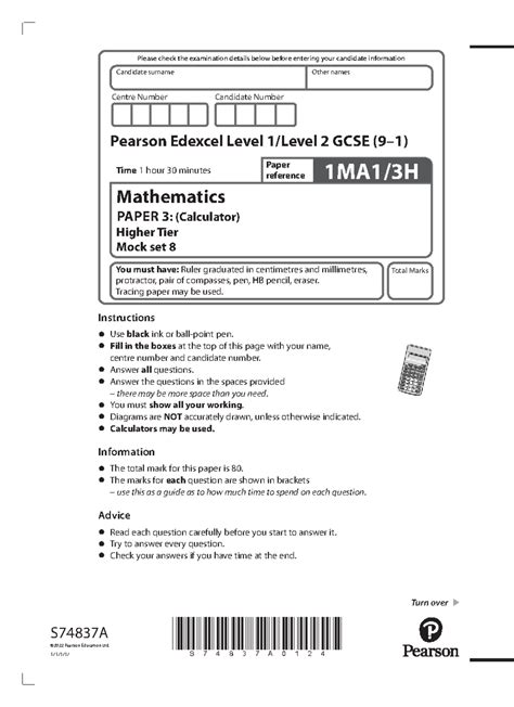 mathematics paper 3h 10 may 2004