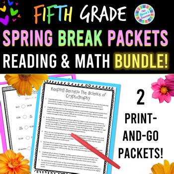 Mathematics Spring Break Packet 5th Grade Answers