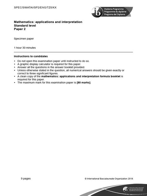 Mathematics Standard Level Paper 2 Ib Exam Preparation