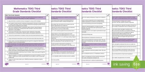 Mathematics Teks Third Grade Standards Checklist Twinkl 3rd Grade Math Teks - 3rd Grade Math Teks