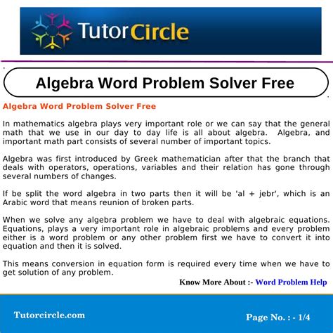 Mathematics Word Problem Solver