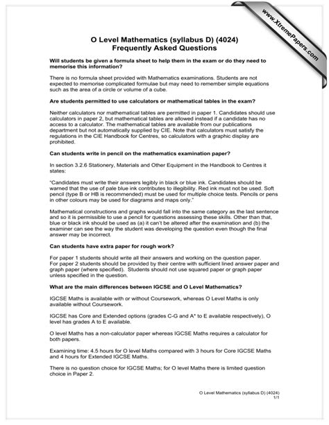 mathematics xtremepapers question o level