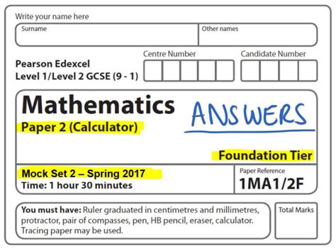 Full Download Mathematics A Calculator November 12 Foundation Answer 