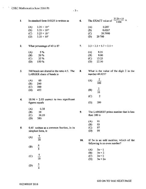 Download Mathematics Csec Past Papers 