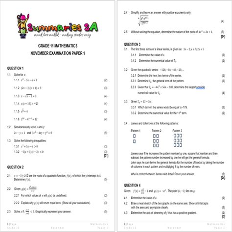Download Mathematics Grade 11 Paper 1 