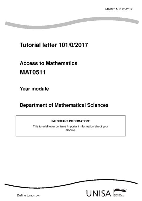 Full Download Mathematics Mat0511 Module 