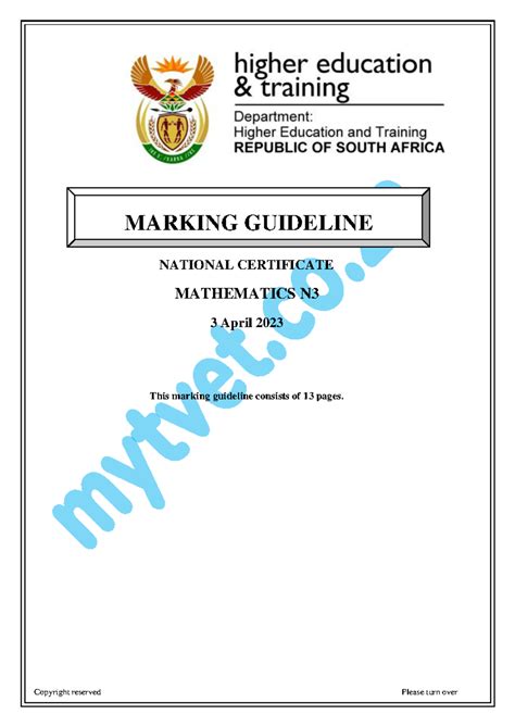 Download Mathematics N3 Marking Guide 