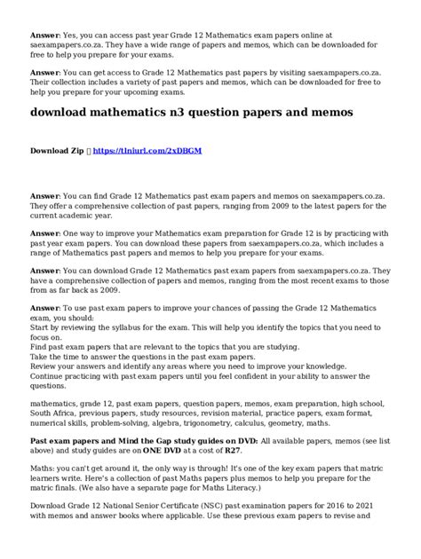 Full Download Mathematics N3 Question Papers 