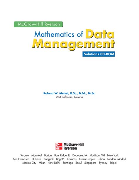 Read Online Mathematics Of Data Management Mcgraw Hill Ryerson Answers 