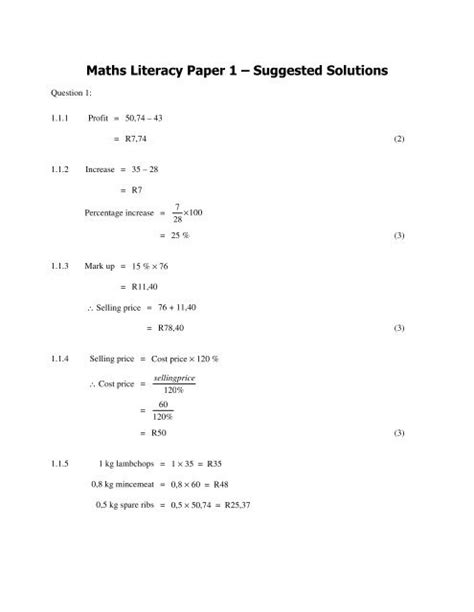 Download Mathematics Paper 1 Memorandum For June 2013 