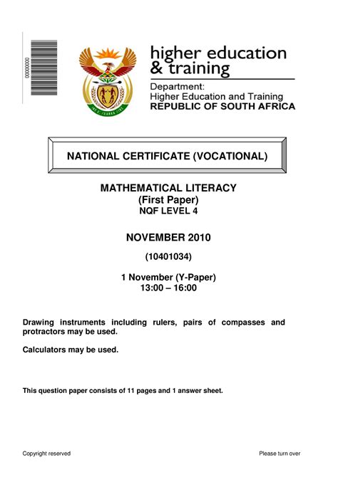 Download Mathematics Paper1 November 2010 