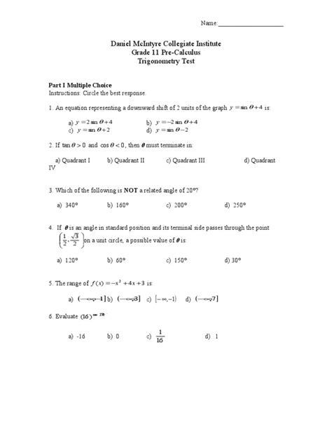 Read Mathematics Pre Calculus Trigonometry 11 Grade 