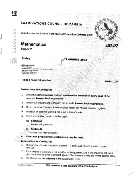 Full Download Mathematics Syllabus D Past Papers Zambia 