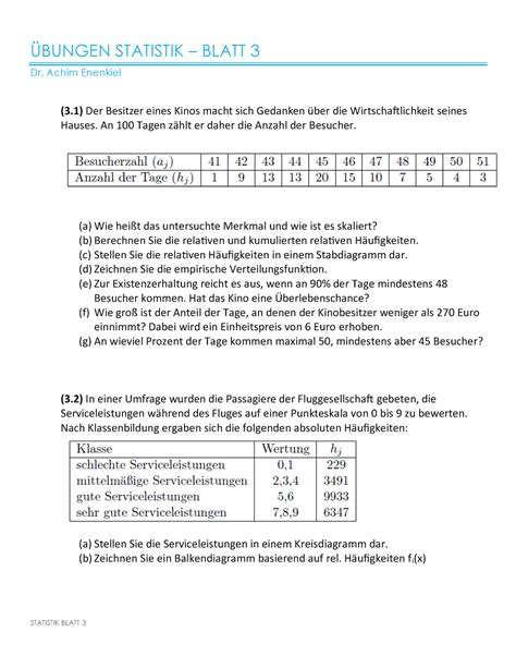 mathematik statistik übungen