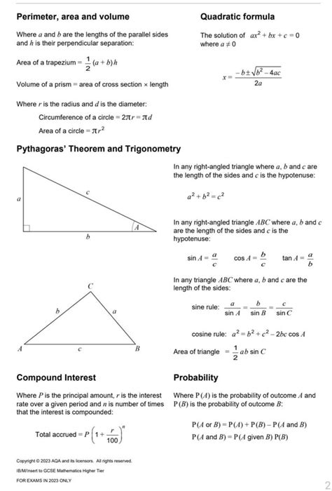 Maths Edexcel Formula Sheet