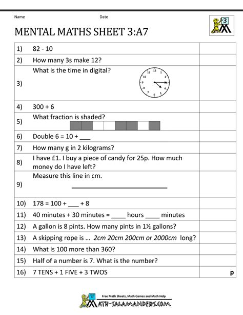 Maths Homework Sheets For 7 Year Olds 7th Grade Math Reference Sheet - 7th Grade Math Reference Sheet