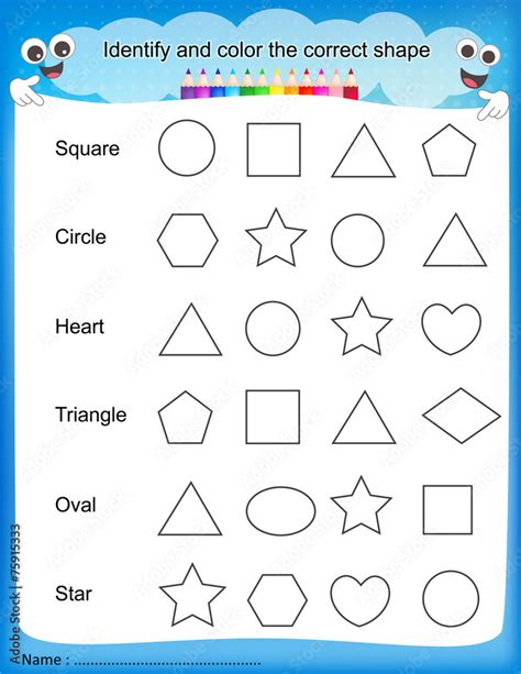 Maths Identify And Colour The Correct Shape Worksheet Identifying Colours Worksheet - Identifying Colours Worksheet