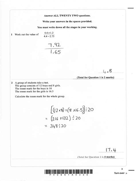 Maths Igcse May 2012 4h Mark Scheme