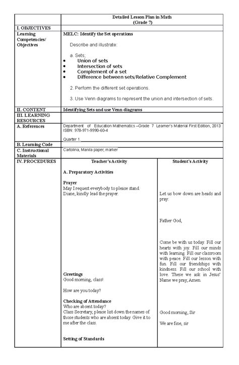 Maths Lesson Plan Ncrt