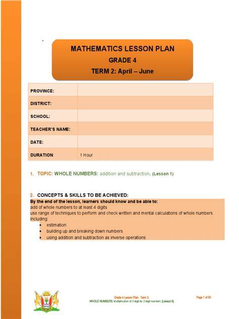 Maths Literacy Lesson Plans Grade 12