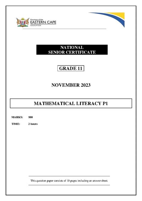 maths literacy p1 grade 11 memo 2011